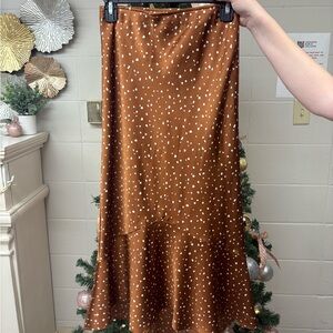 Abercrombie & Fitch Brown Midi Skirt with White Dots